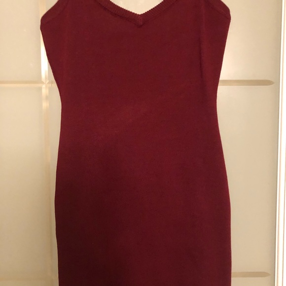 Side Slit Sleeveless Knitted Dress - Red Wine - Picture 6 of 8